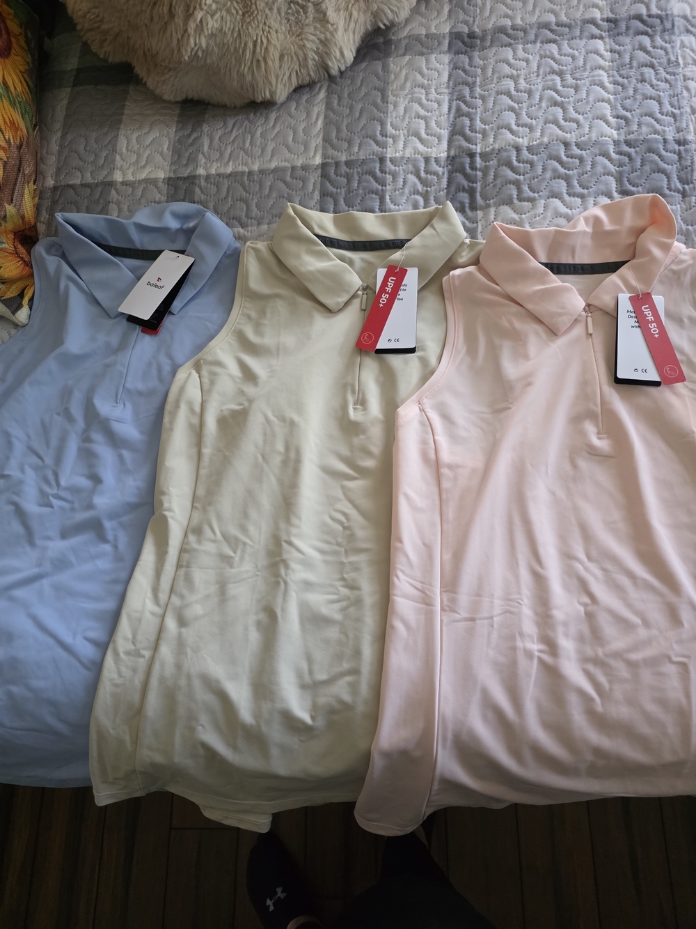 Baleaf Sleeveless Polo Tank Tops in Light Blue, Cream, Blush